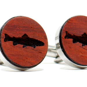Trout Cufflinks - Padauk Wood