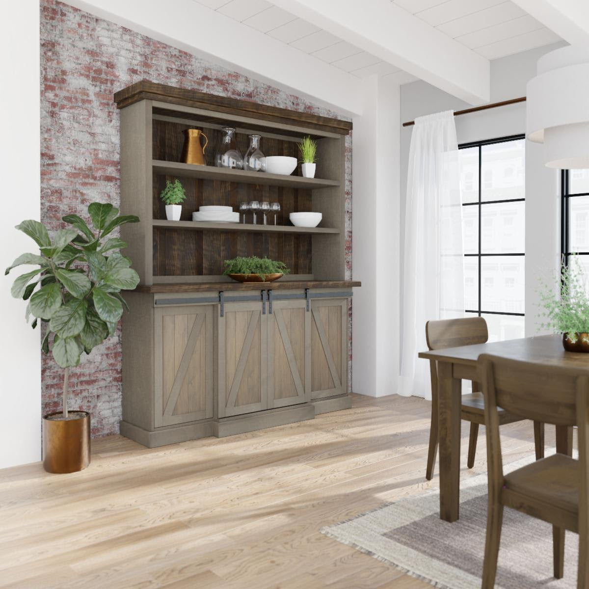 Drayton Barn Door Hutch Room Scene 