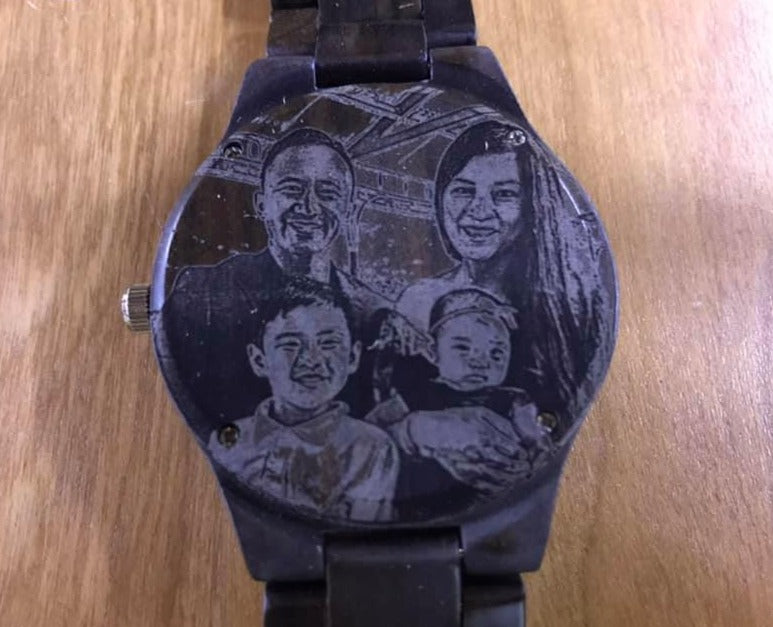 The Pacific - Black Sandalwood Watch with Custom Engraving Option