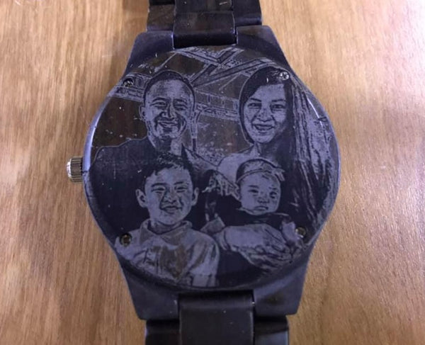 The Pacific - Black Sandalwood Watch with Custom Engraving Option