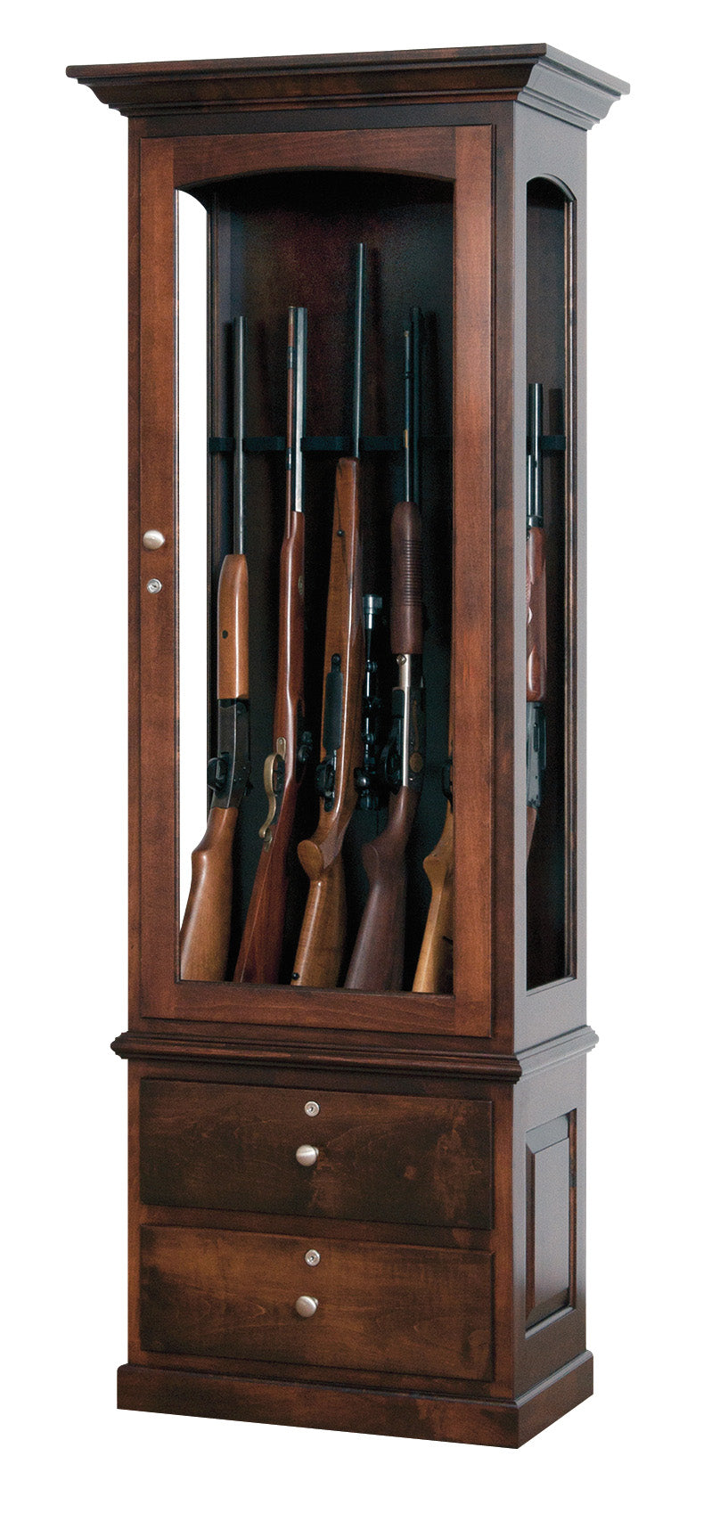 The Huntsman - Amish 6 Gun Cabinet with Drawers