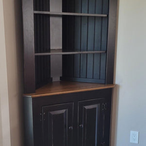 Lancaster Corner Cabinet - Primitive Black with Special Walnut Tops