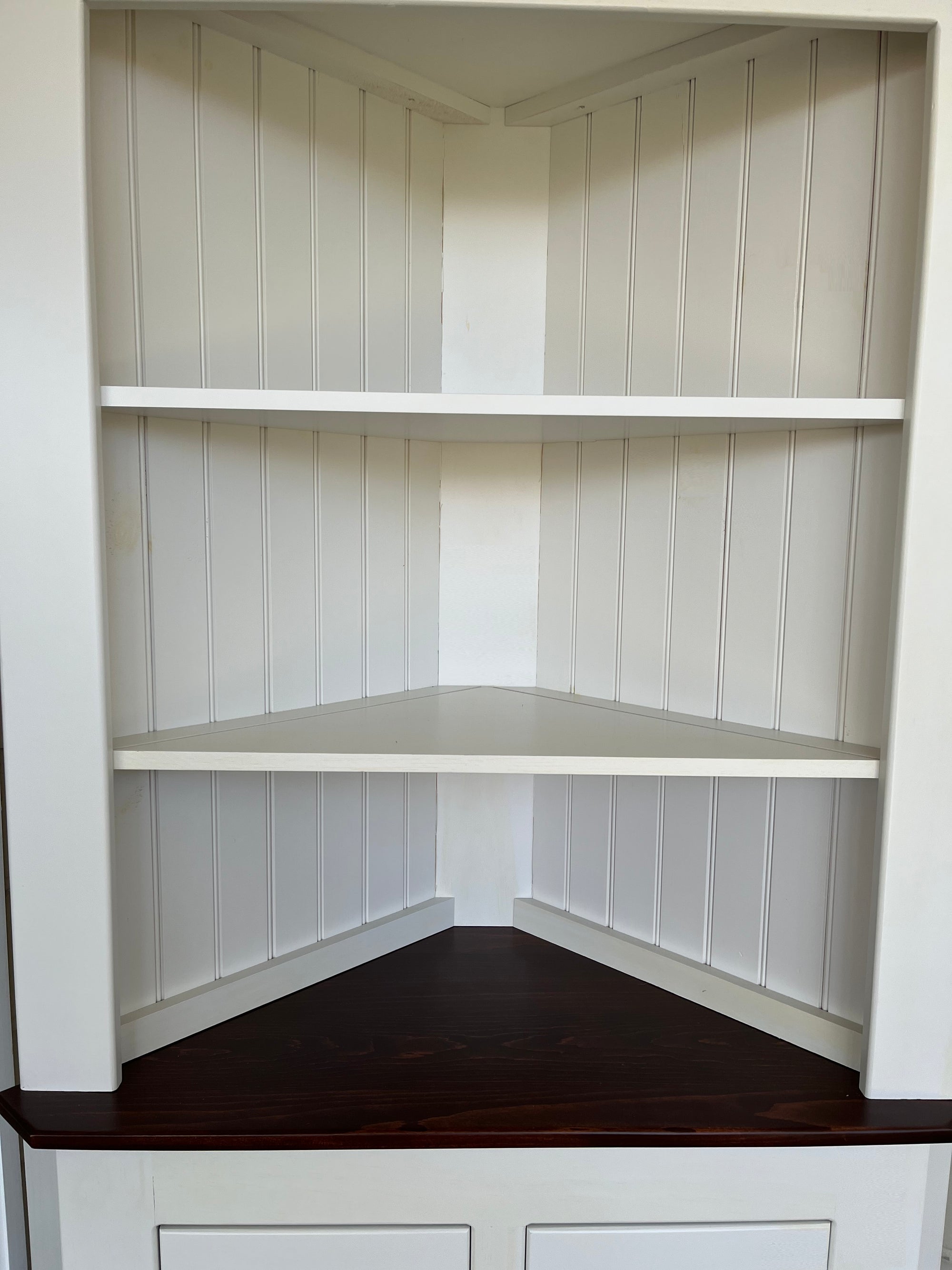 Open Shelves - Primitive White with Kono Stained Top