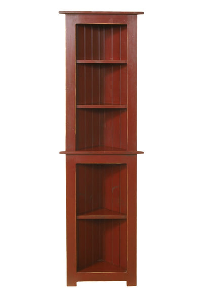 Amish Handcrafted Corner Cabinet with Open Shelves