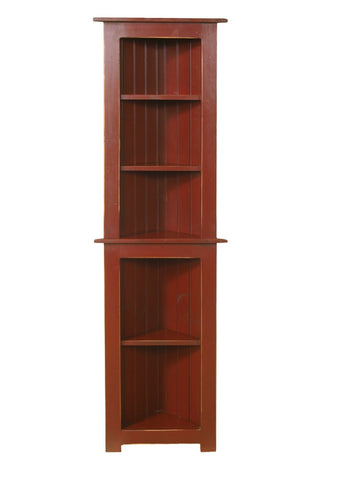 Amish Handcrafted Corner Cabinet with Open Shelves