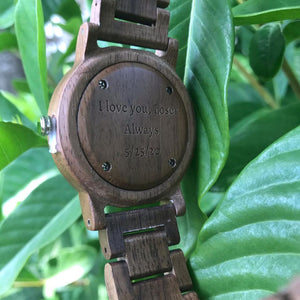 Laser Engraved Walnut Wood Watch