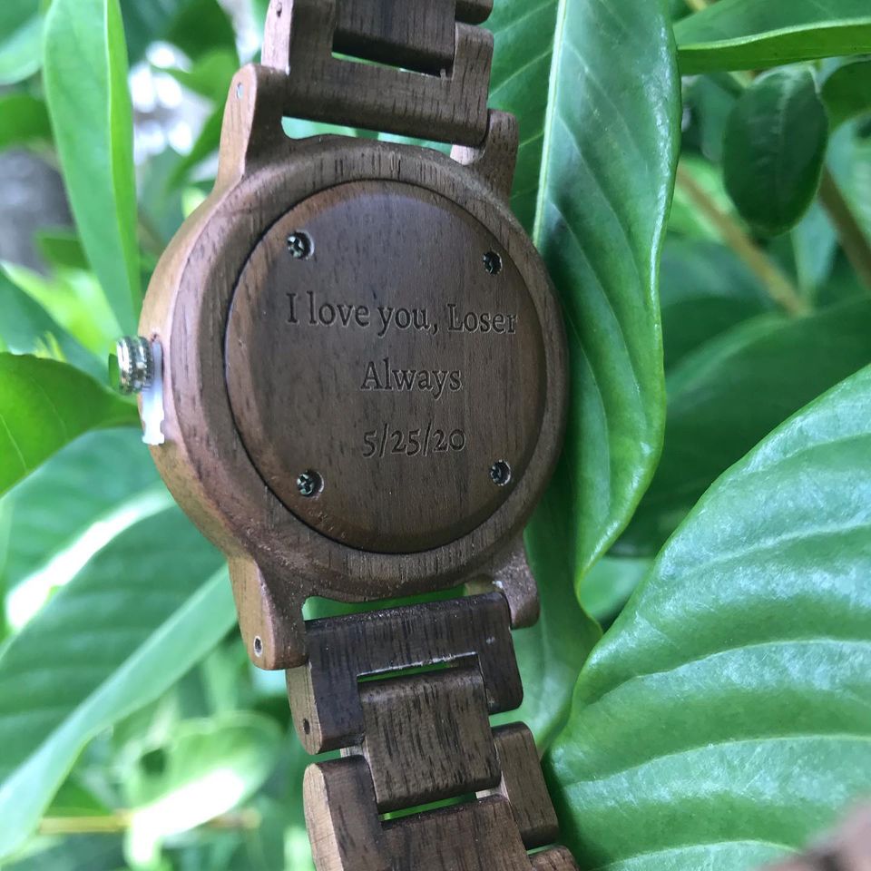 Laser Engraved Walnut Wood Watch
