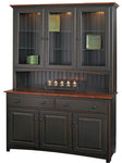 Lancaster - Amish Shaker Style Hutch - Primitive Black w/ Acres Cherry Stained Tops