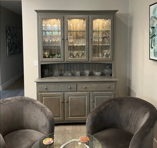 Lancaster - Amish Shaker Style Hutch - Pewter Stain