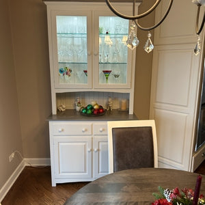 Capri Hutch - Primitive White Paint with Pewter Stained Tops