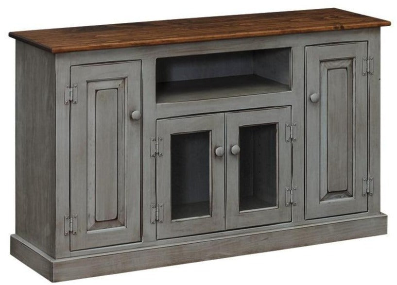 Amish Glass Door TV Console Cabinet