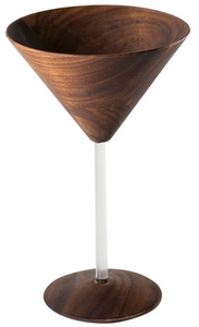 Walnut Wood Cocktail Glass with Glass Stem
