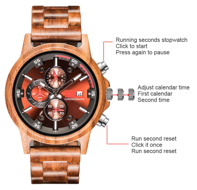 The Capitol - Red / Walnut Wood Watch