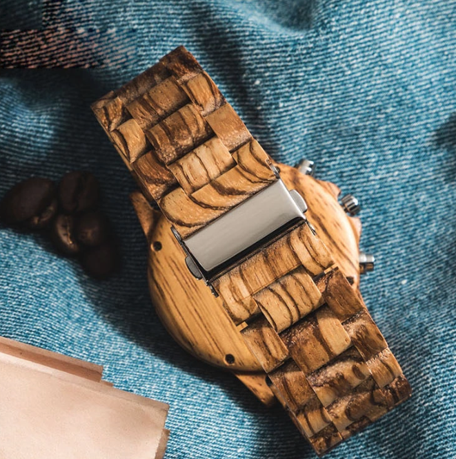 The Capitol - Gold / Zebra Wood Watch
