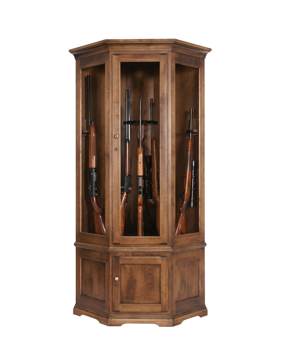 The Revolver - Amish Corner Gun Cabinet with Rotating Gun Rack Carouse ...