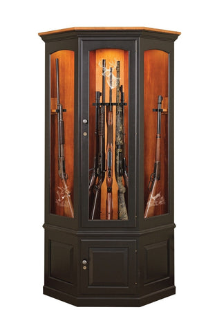 The Revolver - Amish Corner Gun Cabinet with Rotating Gun Rack Carousel