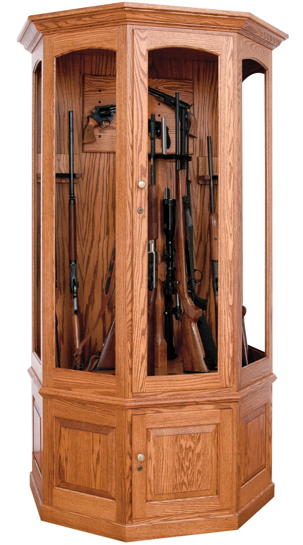 Amish 16 Gun Wall Cabinet with Rotating Gun Rack Carousel