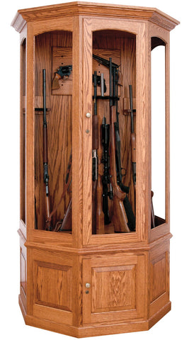 Amish 16 Gun Wall Cabinet with Rotating Gun Rack Carousel