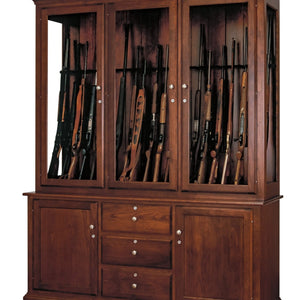 The Texan - Amish Handcrafted 20 Gun Cabinet - Cherry Wood w/ Acres Stain