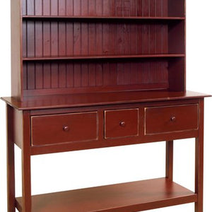 Amish Country Style Open Shelf Hutch - English Red Paint