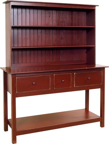 Amish Country Style Open Shelf Hutch - English Red Paint