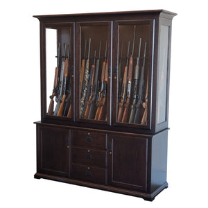 The Texan - Amish Handcrafted 20 Gun Cabinet - Brown Maple w/ Onyx Stain