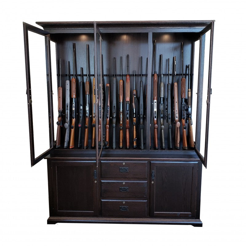 The Texan 20 Gun Cabinet - Interior View - Brown Maple w/ Onyx Stain