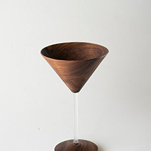 Walnut Wood Martini Glass with Glass Stem