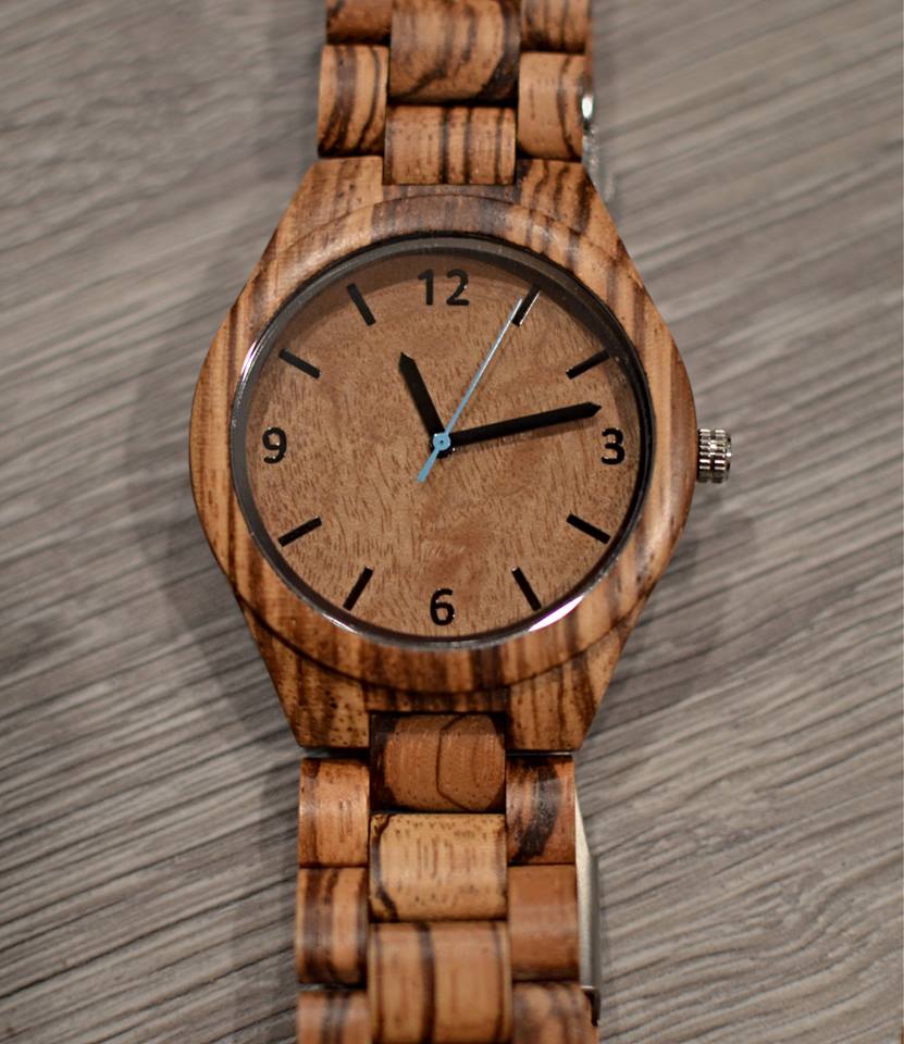 CAPO Zebra Burl Wood Watch with Custom Engraving Option