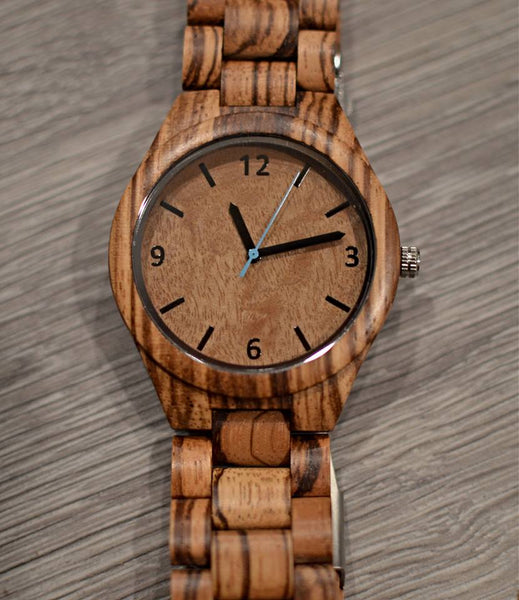 CAPO Zebra Burl Wood Watch with Custom Engraving Option