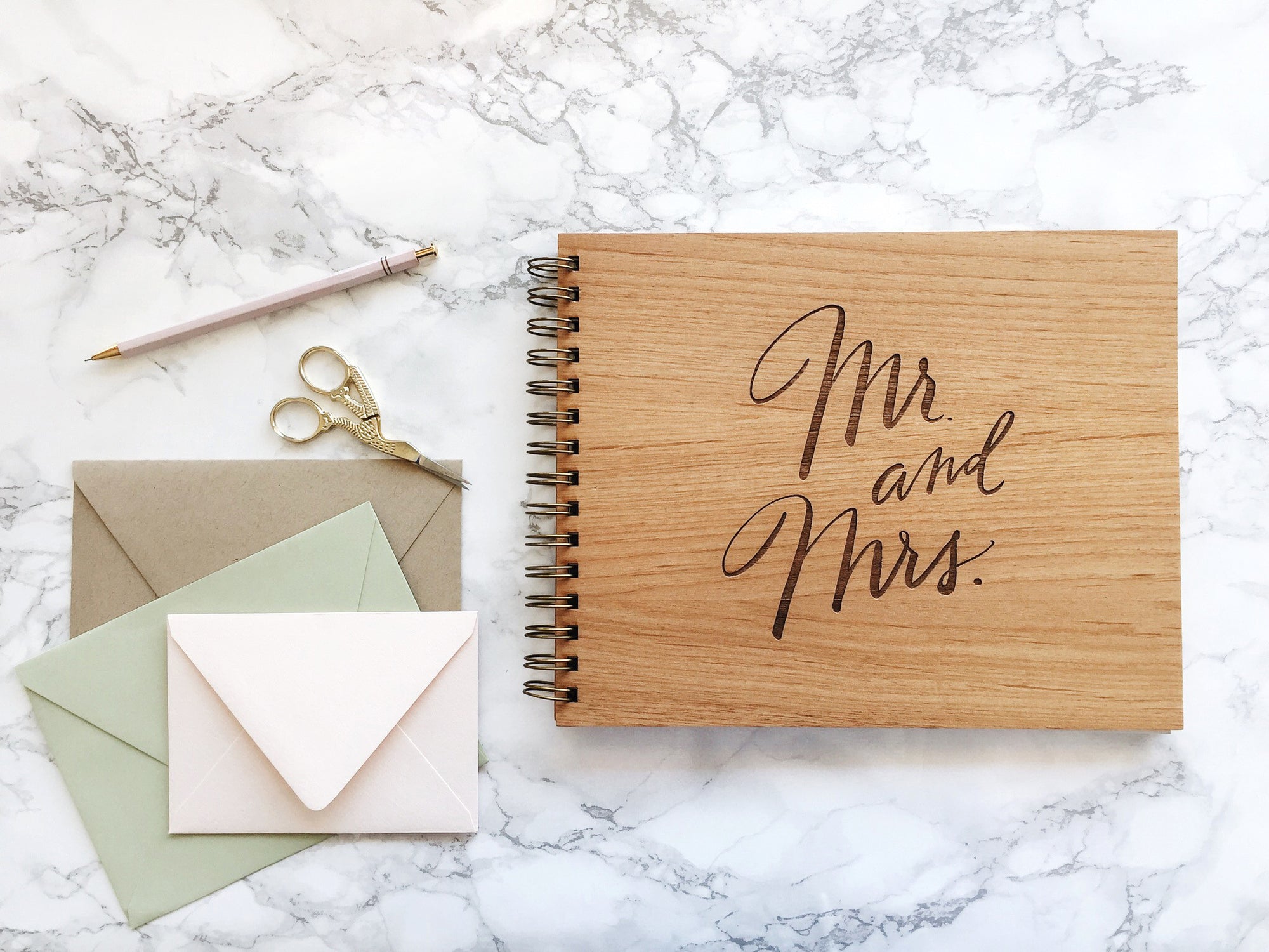 Mr. and Mrs. - Rustic Wood Wedding Guest Book