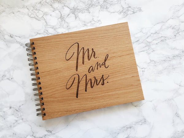 Mr. and Mrs. - Rustic Wood Wedding Guest Book