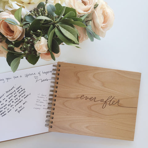 Ever After - Rustic Wood Wedding Guest Book