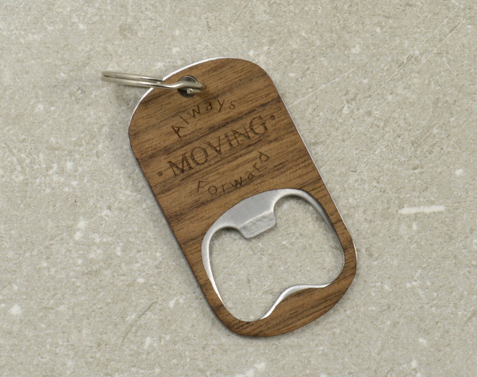 Always Moving Forward - Keychain Wood Bottle Opener