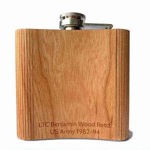 Custom Engraved Cherry Wood Flask