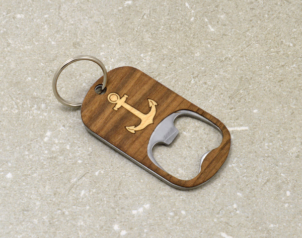 Anchor - Wood Keychain Bottle Opener