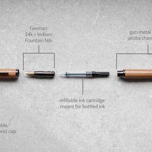 Admin - Hand Turned Walnut Wood Fountain Pen Features