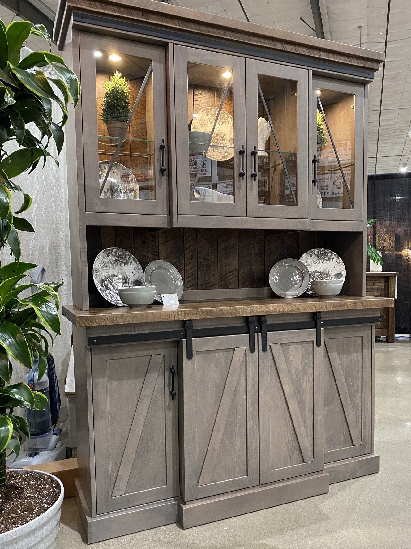 Avalon - Amish Handcrafted Barn Door Dining Hutch