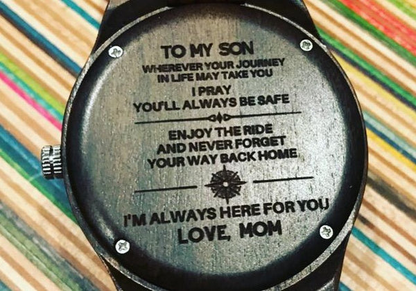 The Pacific - Black Sandalwood Watch with Custom Engraving Option