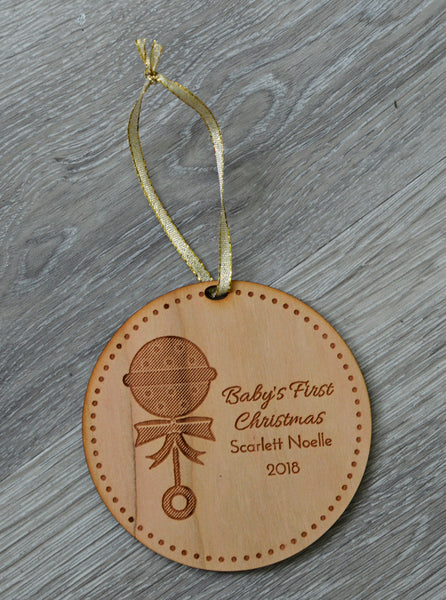 Personalized Baby's First Christmas Wood Ornament