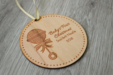 Personalized Baby's First Christmas Wood Ornament