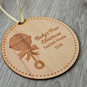 Personalized Baby's First Christmas Wood Ornament