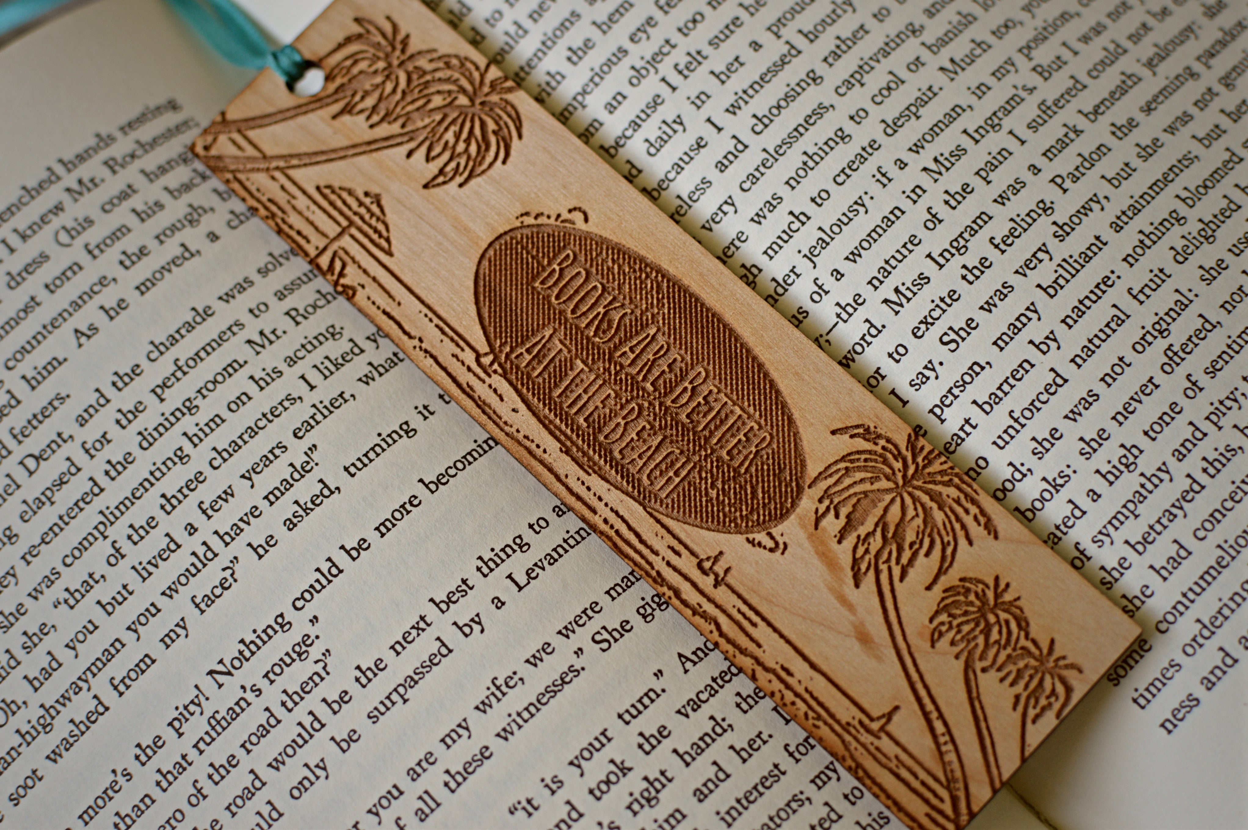 Adventure awaits wooden bookmark