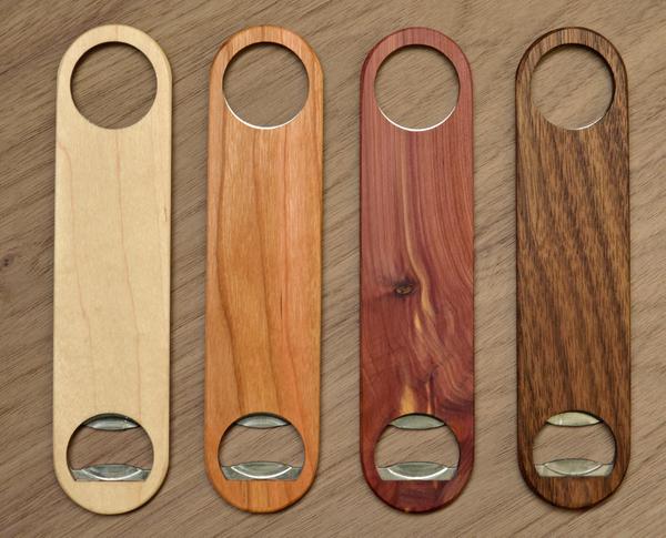 Solid Wood Bottle Opener with Custom Monogram or Engraving