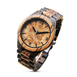 Custom Engraved Blue Burl Wood Watch 