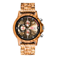The Capitol - Gold / Zebra Wood Watch / Chronograph