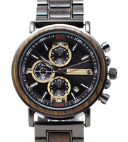 Ebony Wood & Gunmetal Steel Chronograph Watch by Switchwood