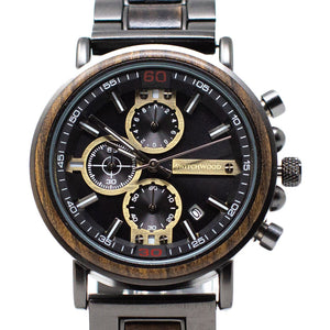 Ebony Wood & Gunmetal Steel Chronograph Watch by Switchwood