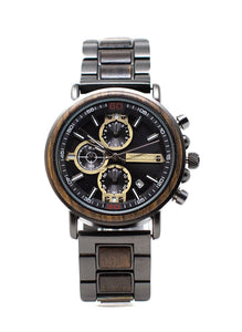 Ebony Wood & Gunmetal Steel Chronograph Watch by Switchwood