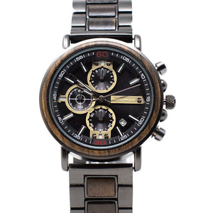 Ebony Wood & Gunmetal Steel Chronograph Watch by Switchwood